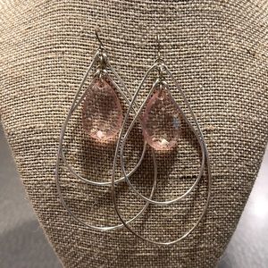 Pink hoop dangle earrings
